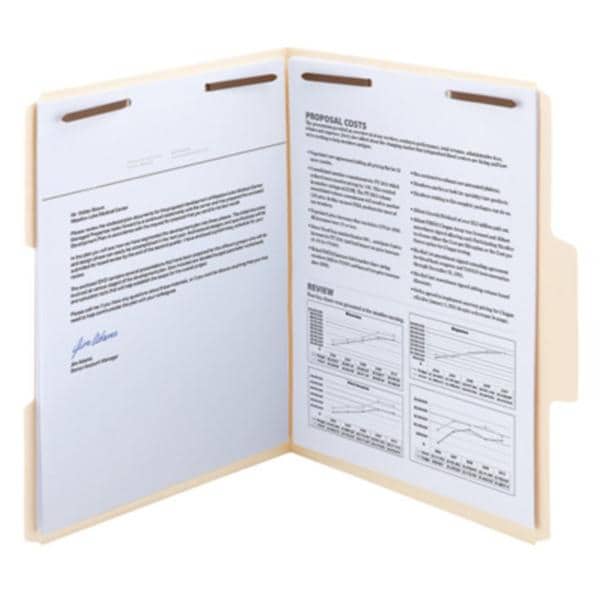 S&W Manufacturing a Smead Co File Folder Smead SuperTab 11-5/8x9-15/16" Manila with 1/3-Cut Tab/Position Fasteners 1&3 50/Box - 14535
