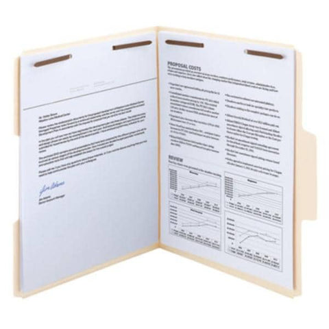 S&W Manufacturing a Smead Co File Folder Smead SuperTab 11-5/8x9-15/16" Manila with 1/3-Cut Tab/Position Fasteners 1&3 50/Box - 14535