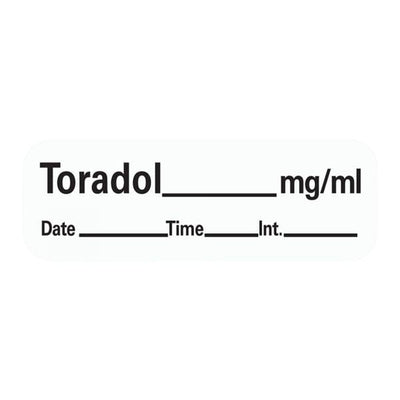 Precision Dynamics Corp. Anesthesia Label DTI Toradol mg/ml White 1-1/2x1/2" 600/Rl - LAN-201