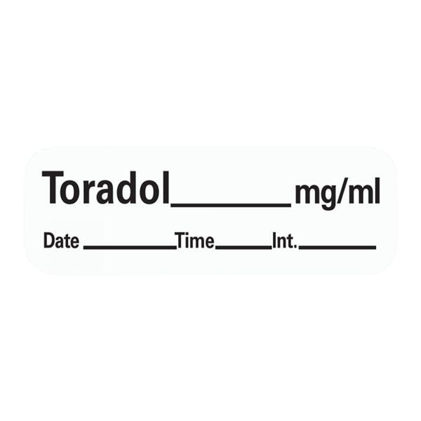 Precision Dynamics Corp. Anesthesia Label DTI Toradol mg/ml White 1-1/2x1/2" 600/Rl - LAN-201