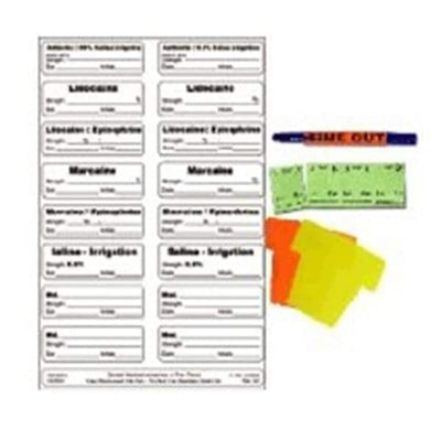 Precision Dynamics Corp. Medication Label Kit 16 Labels/Flag/ Dual-tip Pen/Specimen Strip/Time-Out Reminder/Ruler White/Black 9/16x1-7/8" Sterile 50/Box - 3300