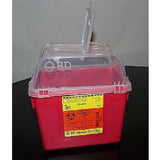 Becton-Dickinson -Sharps Container 2gal Red/Clear 6-8/10x11-3/10x10-3/10" Hinge Lid Plastic Nestable Non-Sterile Reusable 24/Case 305343