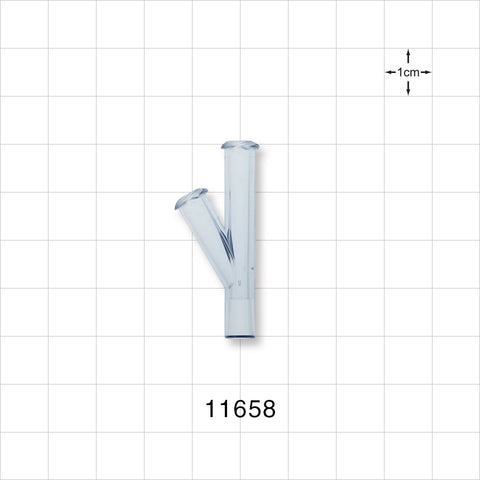 Y Connector, 2 Female Luer Locks, Tubing Port, Clear - 0.16 inch ID (4.06 mm) - 11658