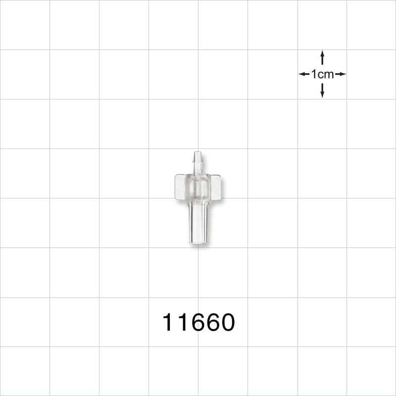 Male Luer Slip, Barbed, Clear - Fits 1/16 inch ID Tubing (0.063 inch, 1.59 mm) - 11660
