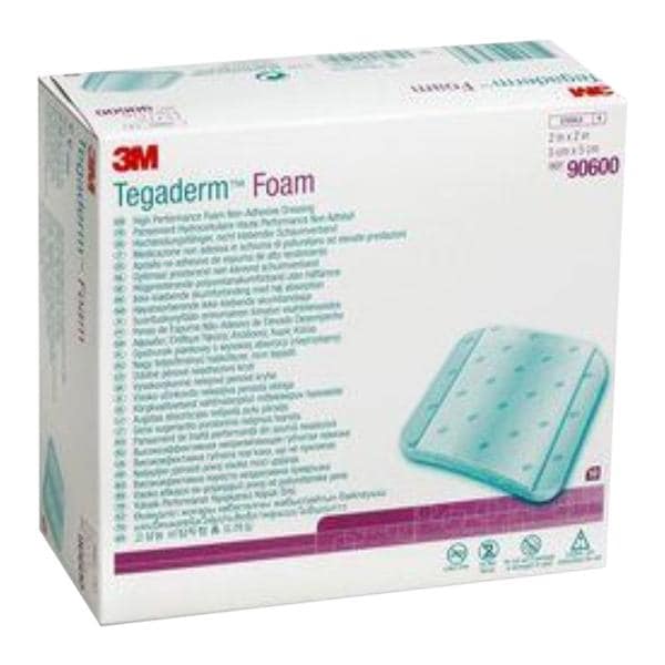 3M Medical Products Tegaderm Foam Foam Dressing 2x2" Sterile Square Non-Adhesive Tan LF  - 90600
