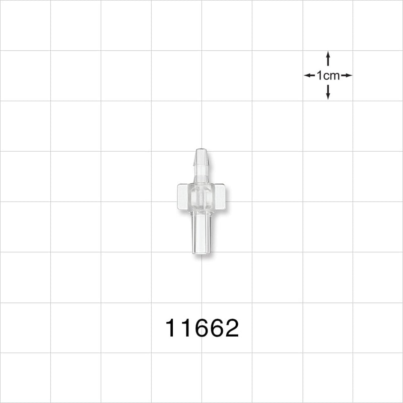 Male Luer Slip, Barbed, Clear - Fits 3/32 inch ID Tubing (0.094 inch, 2.38 mm) - 11662