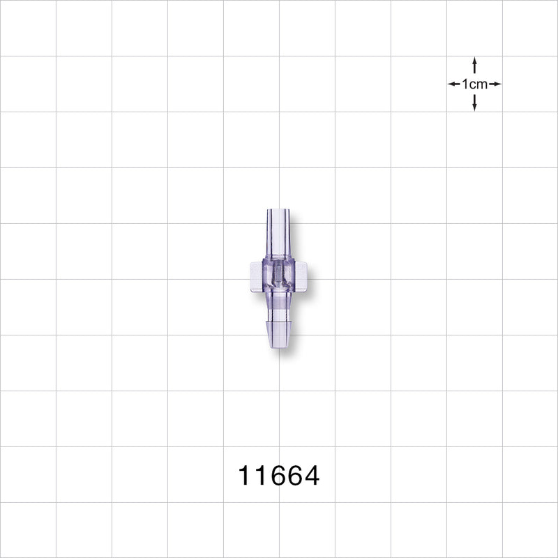 Male Luer Slip, Barbed, Clear - Fits 1/8 inch ID Tubing (0.125 inch, 3.18 mm) - 11664