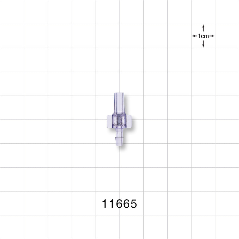 Male Luer Slip, Barbed, Clear - Fits 3/32 inch ID Tubing (0.094 inch, 2.38 mm) - 11665