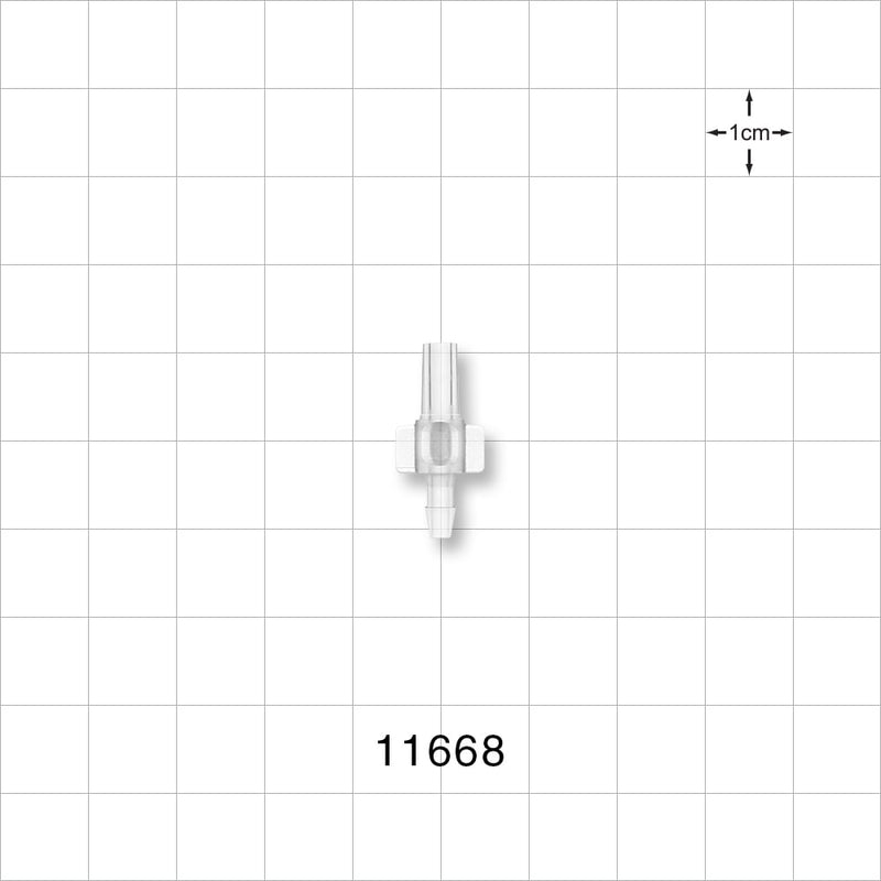 Male Luer Slip, Barbed, Natural - Fits 3/32 inch ID Tubing (0.094 inch, 2.38 mm) - 11668