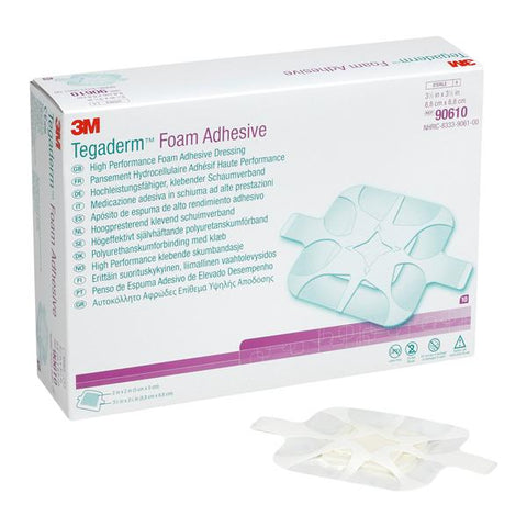 3M Medical Products Tegaderm Polyurethane Foam/Film Dressing 3-1/2x3-1/2" Sterile Non-Adhesive Tn LF  - 90610