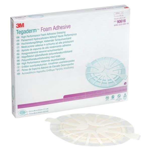 3M Medical Products Tegaderm Foam Dressing 7-1/2x8-3/4" Sterile Square Adherent Adhesive Abs LF  - 90616