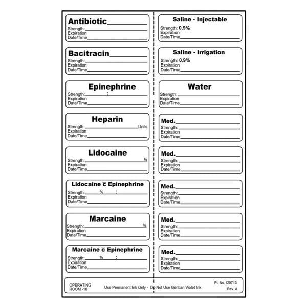 Precision Dynamics Corp. Medication Label Epinephrine mcg/ml White/Black 1/2x500" Sterile 200/Case - 3331-P