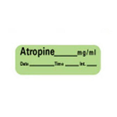 Precision Dynamics Corp. Anesthesia Label DTI Atropine mg/ml Green 1-1/2x1/2" 600/Rl - LAN-1
