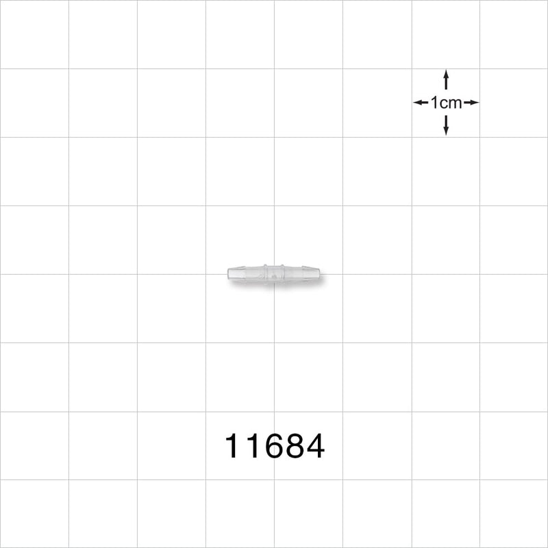 Straight Connector, Barbed, Natural - Fits 1/16 inch Tubing (0.063 inch, 1.59 mm) - 11684