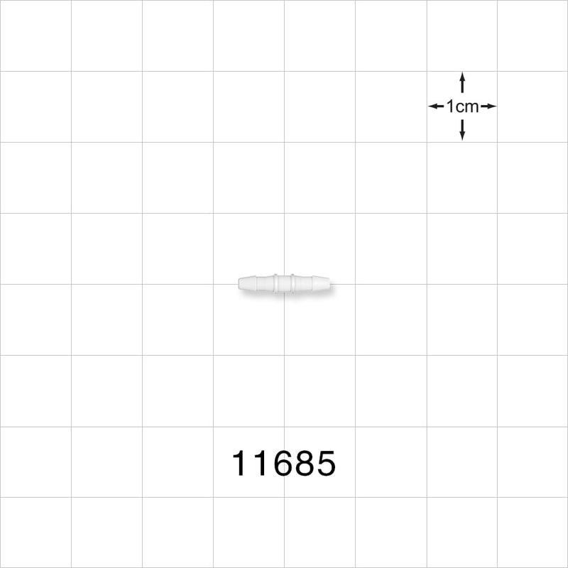 Straight Connector, Barbed, Natural - Fits 1/16 inch Tubing (0.063 inch, 1.59 mm) - 11685