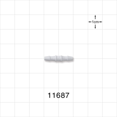 Straight Connector, Barbed, Natural - Fits 3/32 inch ID Tubing (0.094 inch, 2.38 mm) - 11687