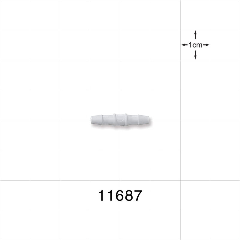 Straight Connector, Barbed, Natural - Fits 3/32 inch ID Tubing (0.094 inch, 2.38 mm) - 11687