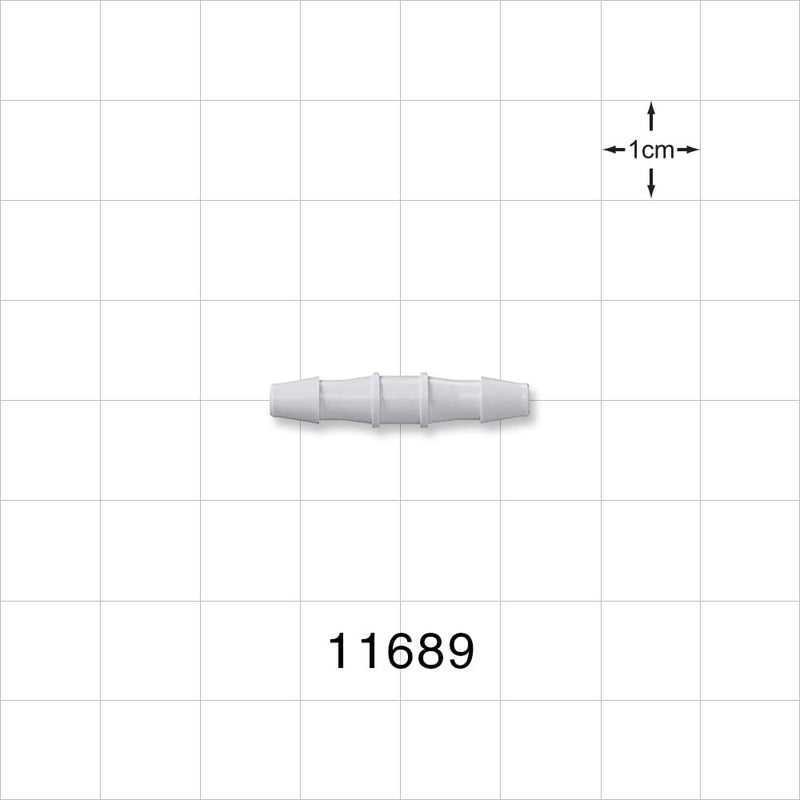 Straight Connector, Barbed, Natural - Fits 1/8 inch ID Tubing (0.125 inch, 3.18 mm) - 11689