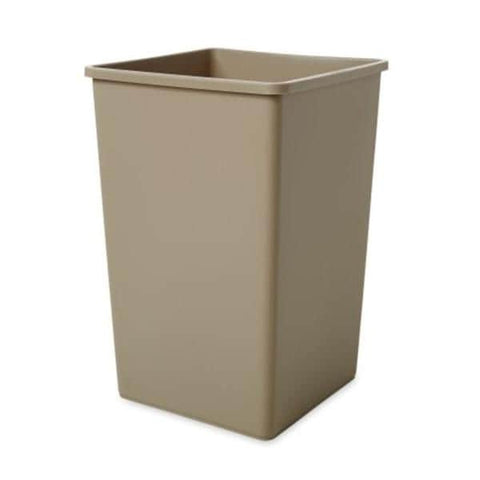 Newell Brands Dist. LLC Can Trash Untouchable Resin 27.66x19-1/2" Square 35gal No Lid Beige 4/Case - FG395800BEIG