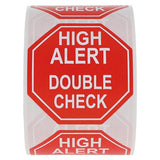 Health Care Logistics Label High Alert Double Check Red English 2x2 500/Package - 8354
