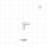 Elbow Connector, Barbed, Natural - Fits 1/8 inch ID Tubing (0.125 inch, 3.18 mm) - 11697