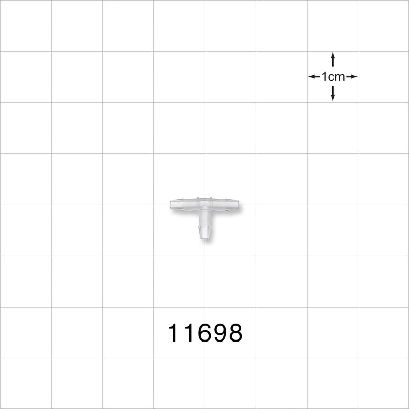 T Connector, Barbed, Natural - Fits 1/16 inch ID Tubing (0.063 inch, 1.59 mm) - 11698