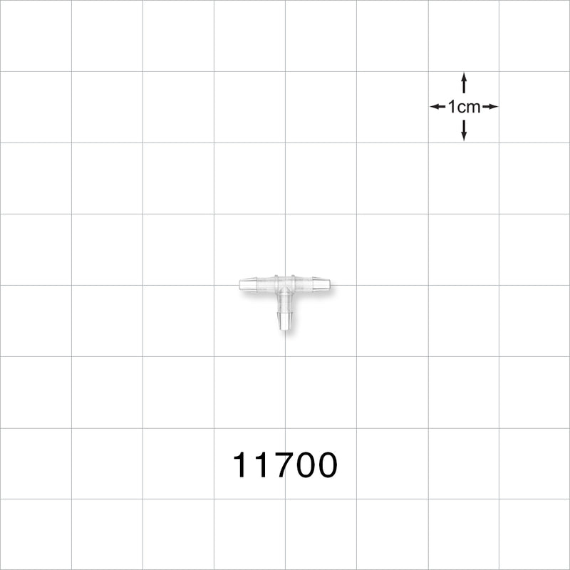 T Connector, Barbed, Natural - Fits 1/16 inch ID Tubing (0.063 inch, 1.59 mm) - 11700