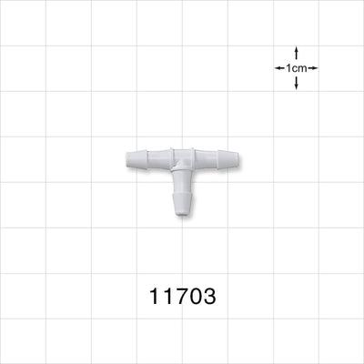 T Connector, Barbed, Natural - Fits 1/8 inch ID Tubing (0.125 inch, 3.18 mm) - 11703