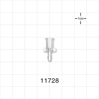 Female Luer Lock, Barbed, Clear - Fits 3/32 inch ID Tubing (0.094 inch, 2.38 mm) - 11728