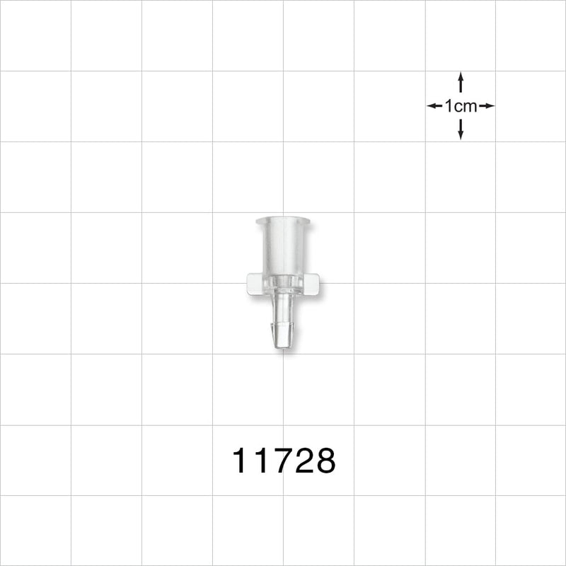 Female Luer Lock, Barbed, Clear - Fits 3/32 inch ID Tubing (0.094 inch, 2.38 mm) - 11728