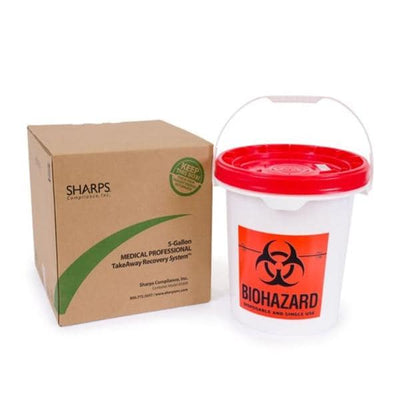 Sharps Compliance Inc -TakeAway Sharps Mailer System 5gal Red/White 13-1/4x13-1/4x16-1/4" Plastic Each 85000
