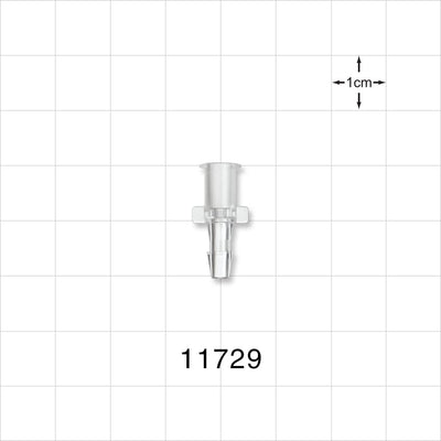 Female Luer Lock, Barbed, Clear - Fits 1/8 inch ID Tubing (0.125 inch, 3.18 mm) - 11729
