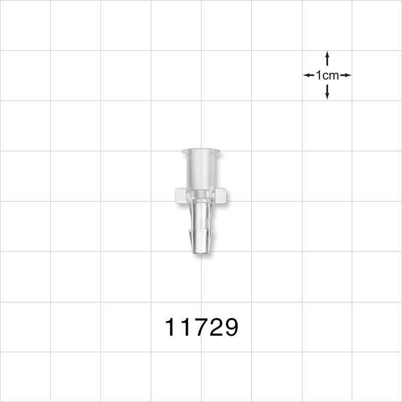 Female Luer Lock, Barbed, Clear - Fits 1/8 inch ID Tubing (0.125 inch, 3.18 mm) - 11729