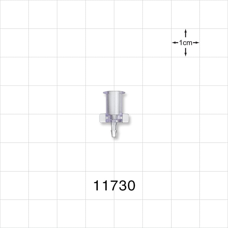Female Luer Lock, Barbed, Clear - Fits 1/16 inch ID Tubing (0.063 inch, 1.59 mm) - 11730