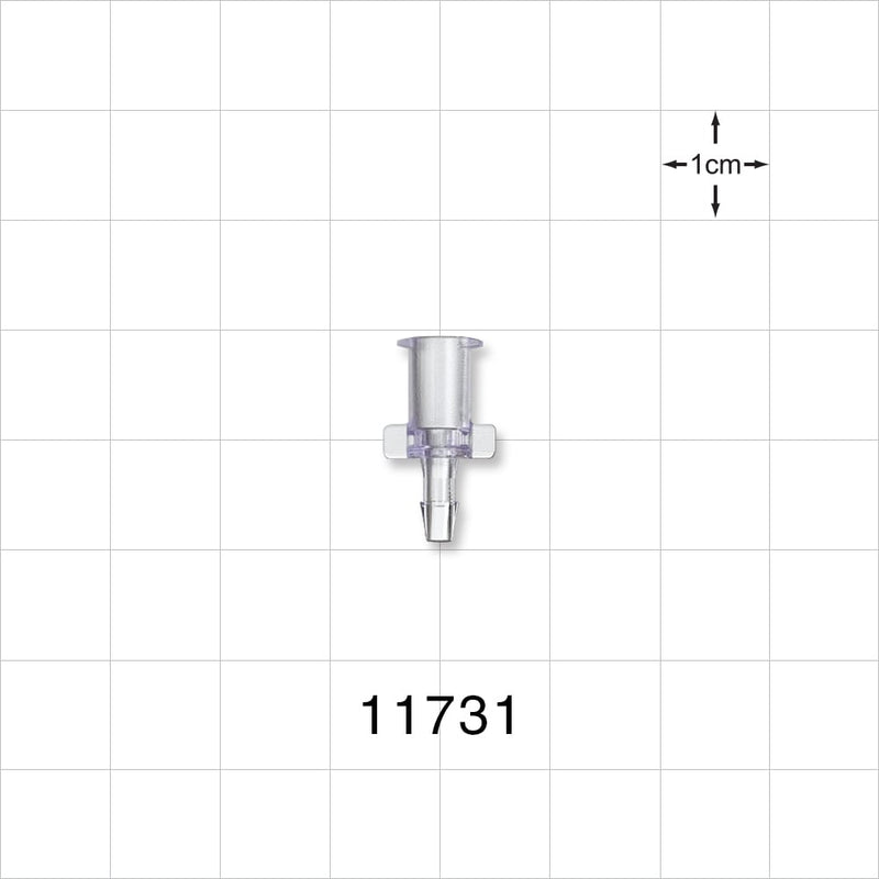 Female Luer Lock, Barbed, Clear - Fits 3/32 inch ID Tubing (0.094 inch, 2.38 mm) - 11731