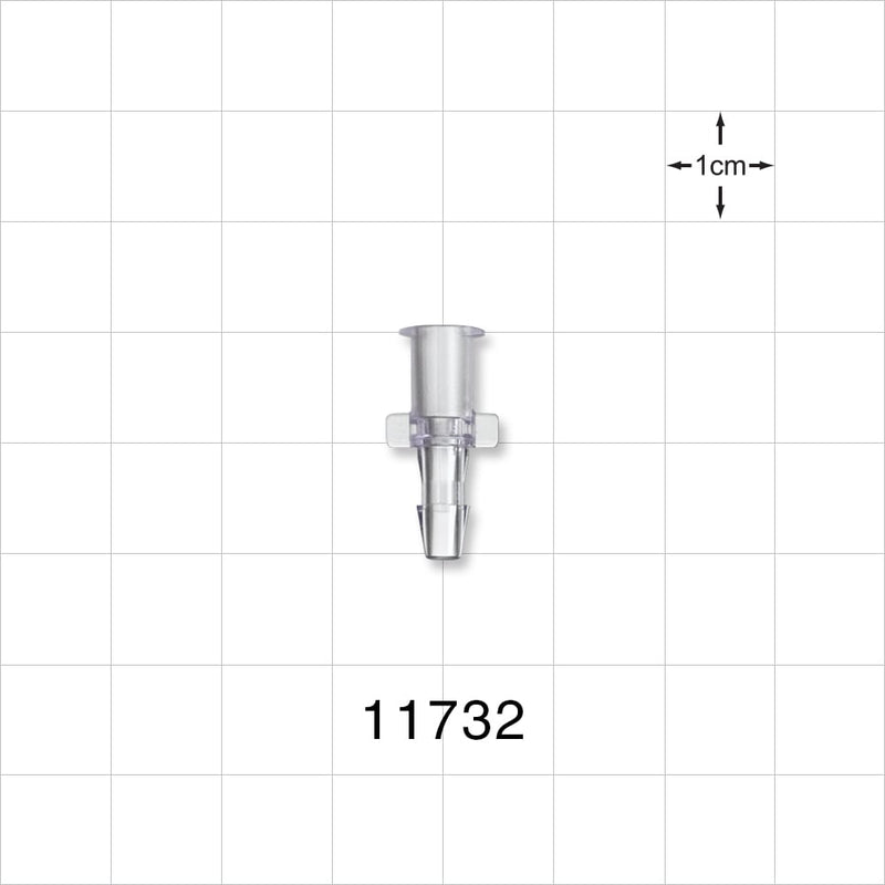 Female Luer Lock, Barbed, Clear - Fits 1/8 inch ID Tubing (0.125 inch, 3.18 mm) - 11732