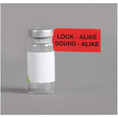 Health Care Logistics Flag Label Look/Sound Alike Red English 3-7/8x3/4 2000/Box - 17436