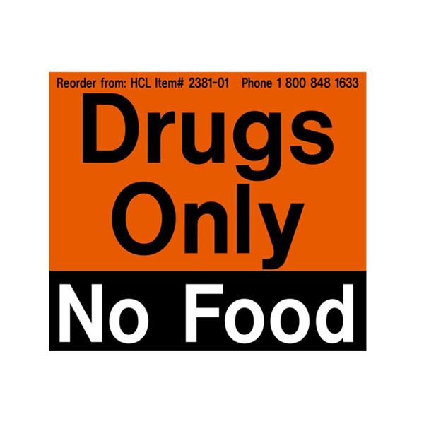 Health Care Logistics Magnet Label RX Only No Food Black/Orange 3-5/8x3 Each - 2381-01
