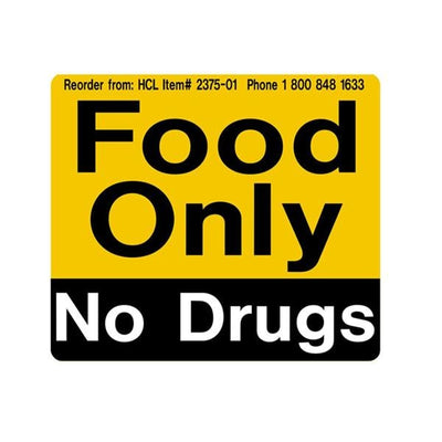 Health Care Logistics Label Food Only No Drugs 3-5/8x3" Each - 2375-01