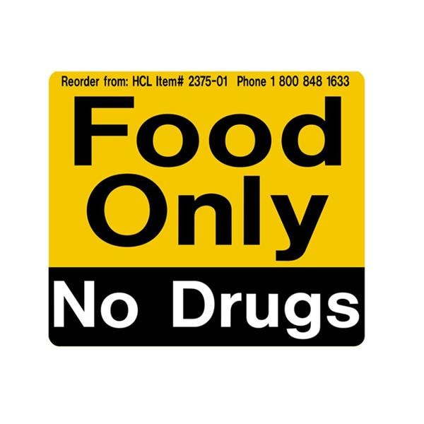 Health Care Logistics Label Food Only No Drugs 3-5/8x3" Each - 2375-01