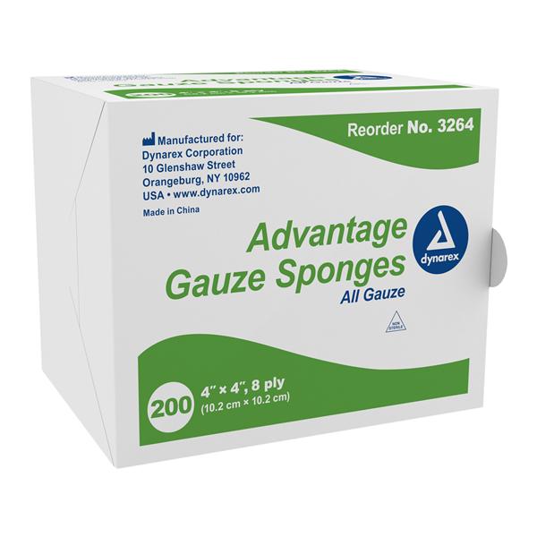 Dynarex Corporation 100% Cotton Gauze Sponge 4x4" 8 Ply Non-Sterile LF  - 3264