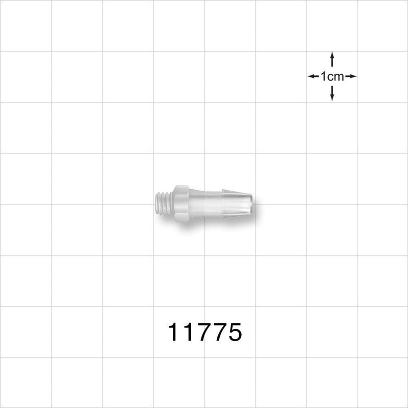 Threaded  Connector, Barbed, Natural - Fits 5/32 inch ID Tubing (0.156 inch, 3.97 mm) x 10-32 UNF - 11775
