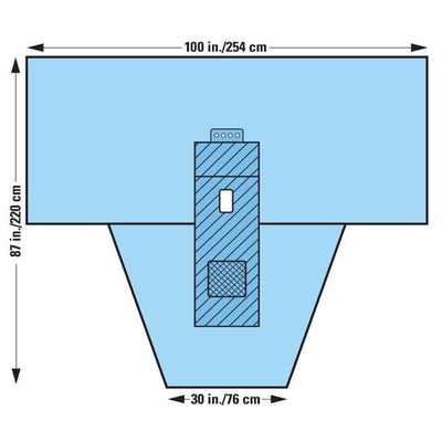 O & M Halyard -Drape Cystoscopy 100x30x87" T-Style Fenestrated Disposable 20/Case 79545