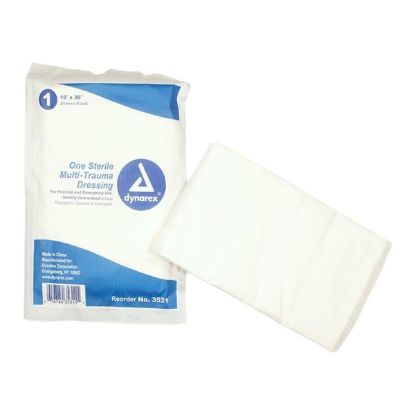 Dynarex Corporation Fluff Filled Multi-Trauma Dressing 10x30" Sterile Adhesive  - 3531