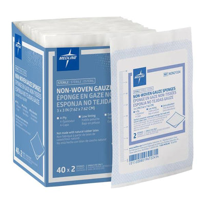 Medline Industries Inc Avant Rayon/Polyester Blend Gauze Sponge 3x3" 4 Ply Sterile Non-Woven LF  - NON21334