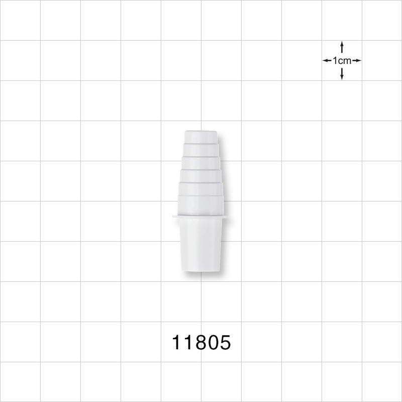 Straight Connector, Tubing Port, Stepped, Natural - 0.32 inch ID/0.38 inch OD x 0.33 inch - 0.47 inch OD (8.13 mm/9.65 mm x 8.38 mm - 11.94 mm) - 11805