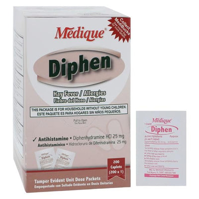 Medique Products Diphenhydramine Allergy Oral Capsules 25mg Unit Dose Packet 200x1/Box - 18447