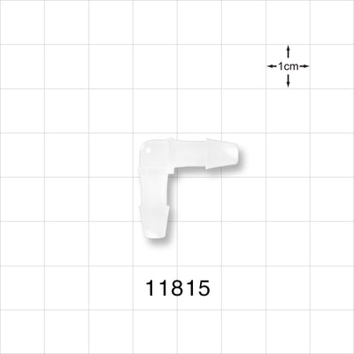 Elbow Connector, Barbed, Natural - Fits 3/16 inch ID Tubing (0.188 inch, 4.76 mm) - 11815