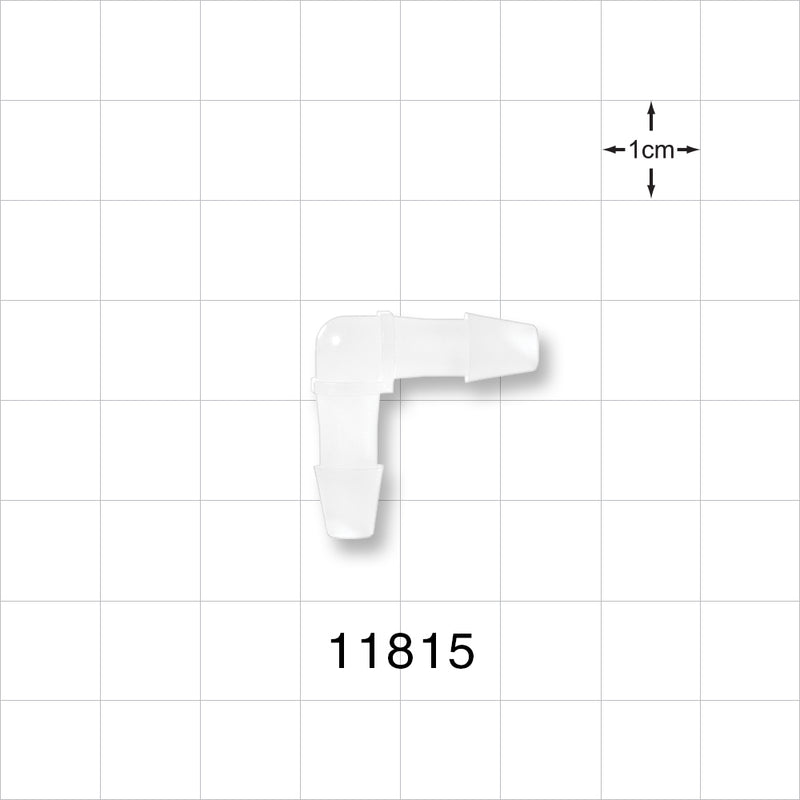 Elbow Connector, Barbed, Natural - Fits 3/16 inch ID Tubing (0.188 inch, 4.76 mm) - 11815
