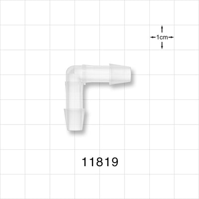 Elbow Connector, Barbed, Natural - Fits 1/4 inch ID Tubing (0.25 inch, 6.35 mm) - 11819